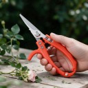 Tijeras de jardín con hojas estrechas y rectas de 18,3 cm Hojas de acero SK5 y mango antideslizante Naranja Para injertos y bonsáis 4