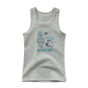 Tílho de algodão para crianças com estampado de foguete espacial Camiseta de uma só cor sem mangas com decote redondo Top de verão 5