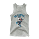 Tílko infantil de algodão com estampado de tubarão Camiseta sem mangas com decote redondo Top de verão para rapazes e raparigas Tílko confortável 8