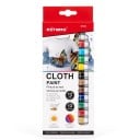 Tinta para tecido conjunto 12 pcs Tubos 12 ml Tinta acrílica permanente resistente à lavagem Composição não tóxica Para roupa, tela e sapatos Arte utilizável 5