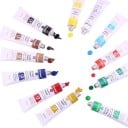 Tinta para tecido conjunto 12 pcs Tubos 12 ml Tinta acrílica permanente resistente à lavagem Composição não tóxica Para roupa, tela e sapatos Arte utilizável 8