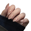 Tipsuri de manichiură metalice luxoase 24 buc Mărime medie Unghii autocolante din acril 3D Formă migdală Unghii cosmetice de design 1