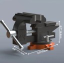 Tischschraubstock mit drehbarem Sockel 240° kompakt 24×11,7×14,6 cm Gusseisen schwarz-orange für die Werkstatt und Materialfixierung 2