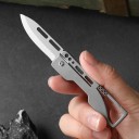 Titanium Foldekniv med Karabinhage 12 cm Rustfrit Stålklinge Udendørs EDC Lommekniv Camping Vandring Rejser Praktisk Lommeværktøj 2