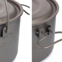 Titanowy kempingowy garnek z pokrywką 1300 ml Kocioł z zawiesznym uchwytem i składanymi rączkami Szary Na turystykę i trekking Gotowanie w naturze 3