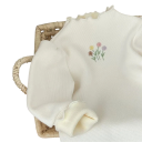 Tjejers vintervarma stickade tröja Tjock topp med volangärmar och blommig broderi Elegantisk barntröja för höst och vinter Olika 4
