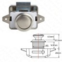 Tlačítkový nábytkový zámek 26 mm pro dveře 15–27 mm slitina zinku karavanový zámek proti otevření pro skříňky a dvířka 9