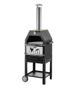 To-lags udendørs pizzaovn med hjul og håndtag, bærbar brændefyret ovn med grillriste, grill med skorsten og indbygget termometer, 45,8 x 46,4 x 141,8 cm 2