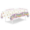 Toalha de PVC 220x130 cm com motivo de unicórnio arco-íris decoração de aniversário para mesa de crianças meninas festa celebração e baby shower 3