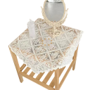 Toalha de Renda Bordada Antiga 60 x 60 cm Cor Bege Decoração Elegante para Mesa Artesanal Estilo Vintage Têxtil para Casa 4