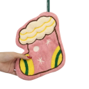 Toalla de mano en forma de calcetín de San Nicolás 17,5 × 30,5 cm de felpa rosa amarilla paño colgante decoración para cocina baño 2