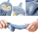 Toalla de mano para niños 34 x 16 cm Toalla de baño de poliéster con asa Diseño adorable de pingüino para niños 4