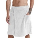 Toalla de sauna para hombre de microfibra Coral Fleece con bolsillo y velcro Toalla de sauna suave y absorbente Toalla de baño de secado rápido Accesorio de bienestar 3
