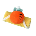 Toalla suave para manos para niños con gancho de suspensión 28 x 28 cm de microfibra absorbente amarilla con motivo naranja para el baño de bebés 2