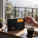 Több sávos hordozható rádió 15,7 x 9,2 x 3,2 cm FM, AM, SW, MW, LW és AIR sávokkal SSB és RDS támogatással, valamint kivehető akkumulátorral fekete 5