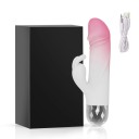 Tofarvet silikonevibrator 14,5 cm med kaninhoved, 10 vibrationstilstande, vandtæt, diskret emballage 1