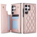 Tok Samsung Galaxy S24 FE Kártytartó a hátsó fedélen Steppelt minta PU bőr anyag Mobil pénztárca tok 1