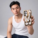 Tok Samsung Galaxy S24 Ultra S 3D lángmintával Műanyag mobilvédő Tok telefonhoz fényképezőgép kivágással 18