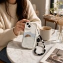 Tok Samsung Galaxy S25 FE Fekete macskás mintával Kézre akasztható lánccal Szilikon és akril anyagú Tok macskákkal 10