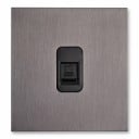 Toma de computadora de pared RJ45 para internet y LAN, sencilla, metálica de acero inoxidable, gris, empotrable para el hogar y la oficina, UE 5