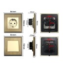 Toma de corriente de pared EU Schuko 110–240 V, 86×90 mm, panel de aleación de zinc, bronce, toma retro universal para el hogar y la oficina 2