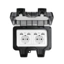 Toma de corriente exterior a prueba de agua doble tipo EU con tapa IP66 y 4x USB, 16 A, 220 V, de plástico para montaje en pared, negra, para jardín 1