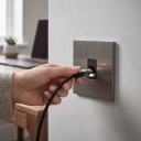 Tomada de parede RJ45 para internet e LAN, simples, metálica em aço inoxidável, cinza, embutida para casa e escritório, UE 3