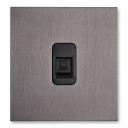 Tomada de parede RJ45 para internet e LAN, simples, metálica em aço inoxidável, cinza, embutida para casa e escritório, UE 5