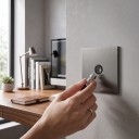 Tomada de televisão de parede metálica, padrão da UE, painel 86 × 90 mm em aço inoxidável, cinza, para ligação de TV em casa e escritório 3