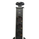 Tomada deslizante 2x USB, 3x tomada 1,9 m 1