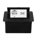 Tomada embutida retrátil 1× EU + 2× USB A + 1× USB C 153 × 117 mm com cobertura em alumínio 250 V com retração lenta para bancada 4