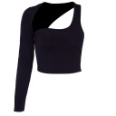 Top asimétrico negro de mujer 2