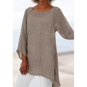 Top asimmetrico a righe da donna 1