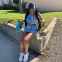 Top corto a quadri da donna e gonna B1034 2