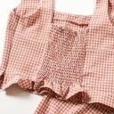 Top corto a quadri da donna e pantaloni B1224 2