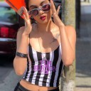 Top corto a righe da donna A1274 5