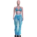 Top corto da spiaggia e pantaloni da donna A2843 9