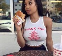 Top corto de punto para mujer con estampado 1