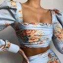 Top corto floreale da donna e gonna B1162 1