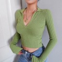 Top corto lavorato a maglia da donna G249 1