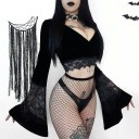 Top corto negro de mujer con mangas largas A1277 1