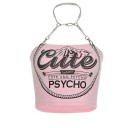Top corto rosa da donna con catene 1