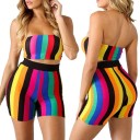 Top corto y pantalones cortos de rayas para mujer 4