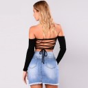 Top côtelé pour femmes avec lacets A1391 3