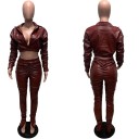Top court en cuir pour femmes et pantalon 4