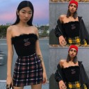 Top court en peluche noir pour femmes 3