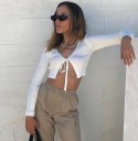 Top court en tricot pour femme à nouer 1