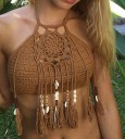 Top court en tricot pour femme avec franges 6