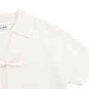 Top court en tricot pour femmes avec col Manches courtes Trois lacets à nouer à l'avant Top d'été uni Différentes couleurs Polyester Coton 2