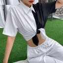 Top court pour femme noir et blanc 2